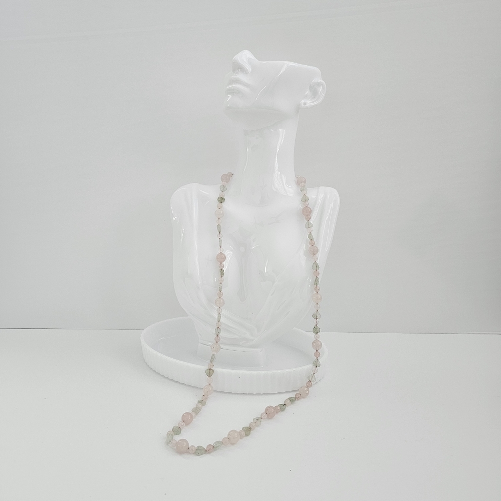 Vintage-Style Rose Quartz & Green Fluorite Beaded Necklace​